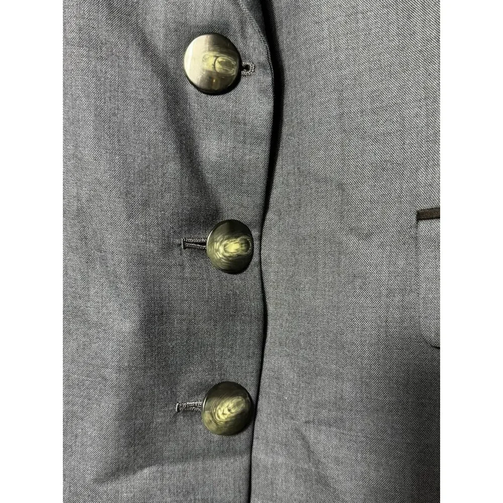 Vintage 80s Blue Blazer Contrast Black Collar Cuffs Montalvo Tailored Unisex M